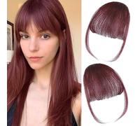 Flequillo de Clip 100% Cabello Real (2 piezas), Discreto y sin Costuras, para Mujer, de Cabello Humano Real, Se Adapta Naturalmente a la Línea del Cabello, para Cabello Fino, Uso Diario (D)
