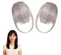 Flequillo de Clip 100% Cabello Real (2 piezas), Discreto y sin Costuras, para Mujer, de Cabello Humano Real, Se Adapta Naturalmente a la Línea del Cabello, para Cabello Fino, Uso Diario (E)
