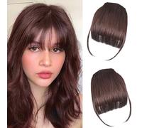Flequillo de Clip 100% Cabello Real (2 piezas), Discreto y sin Costuras, para Mujer, de Cabello Humano Real, Se Adapta Naturalmente a la Línea del Cabello, para Cabello Fino, Uso Diario (C)