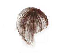Flequillo de clip, flequillo monobloque con sien, cabello humano Remy, postizo 3D para mujer, flequillo recto aéreo 1 pieza extensiones de cabello (Mocha Brown)