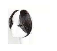 flequillo falso 2 extensiones de cabello sintético con flequillo lateral, fáciles enganchar y degradado(Natural Black)