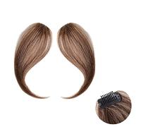 Flequillo falso 2 piezas de flecos falsos sintéticos for mujer, clip de flequillo en el cabello, postizo, cabello natural, parte media, dos lados, flequillo, extensiones con clip Extensiones de cabell