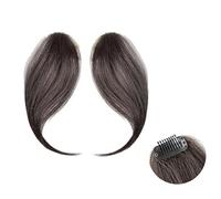 Flequillo falso 2 piezas de flecos falsos sintéticos for mujer, clip de flequillo en el cabello, postizo, cabello natural, parte media, dos lados, flequillo, extensiones con clip Extensiones de cabell