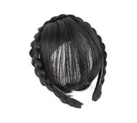 Flequillo falso Accesorios for el cabello diadema sintética pelucas con flequillo de aire con trenzas Clip resistente al calor en extensiones de cabello postizos for mujeres Extensiones de cabello con