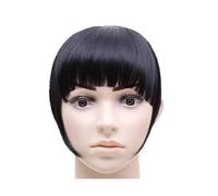 Flequillo falso Bang Hair Bangs Negro Marrón Castaño Rojo Clip en pelo sintético Flequillo Clip en Bangds for mujeres Extensiones de cabello con flequillo(B3 1B)