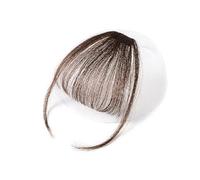 Flequillo falso Clips en extensiones de cabello 100% humano Remy Air Bang Hair 1 Uds recto Natural Extensiones de cabello con flequillo(Brown With Sideburn)