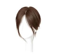 Flequillo Falso De 25 Cm Raya Al Medio Postizo Sintético Con Clip, Postizo Invisible Natural For Mujer Wiglets(Light brown)