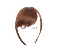 Flequillo falso Flequillo de pelo negro y marrón, Clip en flequillo lateral de barrido, extensiones de flequillo falso, postizo sintético Natural Extensiones de cabello con flequillo(1)