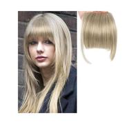 Flequillo falso Flequillo de pelo sintético falso y Romo, 2 Clips en la extensión del cabello, peluca falsa con flecos frontales limpios for mujer, Clip en flequillo Extensiones de cabello con flequil