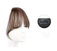 Flequillo falso Peluca con flequillo de aire for mujer con frente Natural, parche de pelo Invisible, cara redonda, flequillo francés, flequillo falso Extensiones de cabello con flequillo(Light Brown)