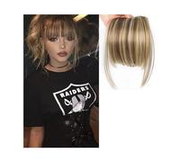 Flequillo Flequillo de pelo sintético falso y Romo, 2 Clips en la extensión del cabello, peluca falsa con flecos frontales limpios for mujer, Clip en flequillo Flequillo postizo(G)