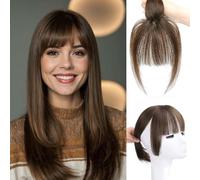 Flequillo Francés Postizo Pelo Natural Clip Pelucas para el Adelgazamiento del Cabello Natural Sintético Extensión Flequillo con Clip para Niñas y Mujeres