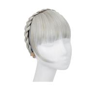 Flequillo Pinza para el cabello Cabello humano Diadema sintética con flequillo for mujer, extensión de cabello falso, flecos Romos con lados largos, flequillo Natural falso negro, marrón y Rubio para