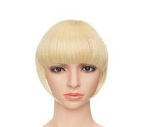 Flequillo Pinza para el cabello Cabello humano Flequillo falso sintético Blunt Bang Clip en extensión de cabello mujeres Blunts pelo con flecos negro marrón flequillo 2 Clips para uso diario(Color:86-