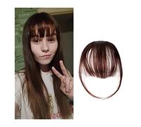 Flequillo Postizo Fake Synthetic Air Bangs Clip-in Hair Extension Fringe Natural False Blunt Hairpiece Clip en Front Neat air bangs with Temples for Women Postizos (Size : 1 PC, Color : K18-2M33)