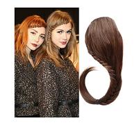 Flequillo Postizo Flequillo lateral Cola de pez sintética Flequillo trenzado Una pieza Cabello falso natural Flequillo Trenzas frontales Flequillo Clip en extensiones de cabello postizos for mujeres P