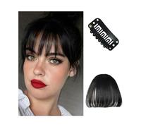 Flequillo Postizo Flequillo Pinza for el cabello Flequillo con clip en Flequillo de aire Flequillo natural Frente plano Flequillo 1 pieza Cabello liso for mujer Postizos(K20-2)