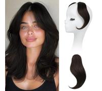 Flequillo Postizo Flequillos Cabello Natural Francés Flequillo Templo Extensión Flequillos Prótesis Capilar con Patillas Clip Pelo Natural para Mujeres