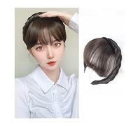 Flequillo Postizo Flequillos for el cabello Flequillo frontal Extensiones de cabello con flecos Flequillo falso sintético Cabello Flequillo limpio con trenzas de doble hilera Diadema for mujeres y niñ