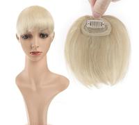 Flequillo Postizo Pelo Natural 1 Uds Clips rectos en Mini flequillo extensión de cabello humano Remy piezas superiores pelo brasileño Rubio flecos frontales Flequillo Postizo ( Color : #60 , Size : 6