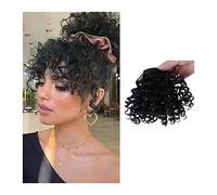 Flequillo Postizo Pelo Natural Con Clip - Sintético Rizado Corto Afro - Resistente al Calor, Suave, Grueso - Clips en Postizos Frontales - Piezas de Cabello
