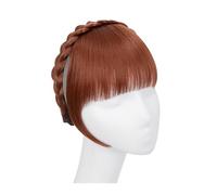 Flequillo Postizo Pelo Natural Diadema sintética con flequillo for mujer, extensión de cabello falso, flecos Romos con lados largos, flequillo Natural falso negro, marrón y Rubio Flequillo Postizo(Col