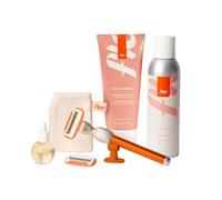 Fler Dream Team Set - Maquinilla de Afeitar para Mujer, Soporte y 2 Recambios, Set con Mousse Depilatoria, Aceite Post Depilación y Crema Corporal Calmante, Cuchilla con Aloe Vera (Naranja, 200ml)