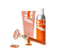 Fler Smooth Skin Set - Maquinilla de Afeitar para Mujer con Soporte y 2 Recambios, Maquinillas Unisex, Set con Mousse Depilatoria y Crema Corporal Calmante, Cuchilla con Aloe Vera (Naranja, 200 ml)