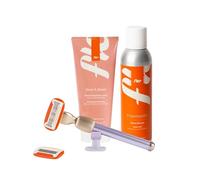 Fler Smooth Skin Set - Maquinilla de Afeitar para Mujer con Soporte y 2 Recambios, Maquinillas Unisex, Set con Mousse Depilatoria y Crema Corporal Calmante, Cuchilla con Aloe Vera (Lila, Crema 200 ml)
