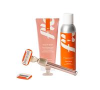 Fler Smooth Skin Set - Maquinilla de Afeitar para Mujer con Soporte y 2 Recambios, Maquinillas Unisex, Set con Mousse Depilatoria y Crema Corporal Calmante, Cuchilla con Aloe Vera (Rosa, 200ml)