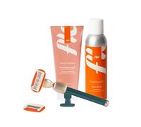 Fler Smooth Skin Set - Maquinilla de Afeitar para Mujer con Soporte y 2 Recambios, Maquinillas Unisex, Set con Mousse Depilatoria y Crema Corporal Calmante, Cuchilla con Aloe Vera (Verde, 200 ml)