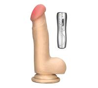 FleshX - Vibrador Pene TPR 17 cm y diametro 4 cm con testículos