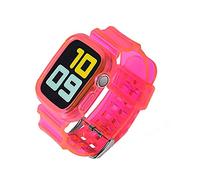 Fleshy Leaf Compatible con correas de Apple Watch Series SE 7, 6, 5, 4, 3, 2, 1, correa de silicona suave transparente con fundas protectoras para Apple Watch Series 42/44/45 mm, 38/40/41 mm, 38/40/41