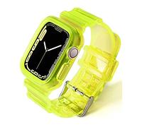 Fleshy Leaf Compatible con correas de Apple Watch Series SE 7, 6, 5, 4, 3, 2, 1, correa de silicona suave transparente con fundas protectoras para Apple Watch Series 42/44/45 mm, 38/40/41 mm, 38/40/41