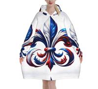 Fleur-De-Lis-French - Manta de franela de gran tamaño con capucha para adultos, sudadera de manga larga con capucha