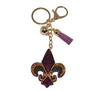 Fleur De Lis - Llavero para mujer, diseño de Nola, Mini flor de lis verde/dorado/morado,