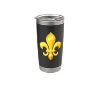 Fleur de Lys o Fleur de Lis icono amarillo Vaso térmico de acero inoxidable de doble pared