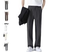 Fleurosta Stretch Waist Pants Mens, Easemotions Stretch Ice Silk Comfort Everyday Pant, Slim Straight Leg Dress Trousers (Dark Gray,5XL)