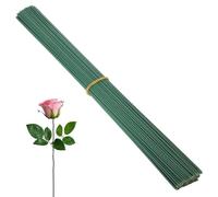 Flewdart 150pcs tallos de alambre para flores artificiales 40cm x 2mm, cinta de tallo florales verde para Flores Alambre Floral flor Wire Floristas Decoraciones (150, 40cmx2mm)