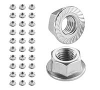 Flewdart 30pcs tuerca brida dentada M5 de 304 acero inoxidable, tuerca hexagonal para tornillos ø 5mm Din 6923 / Iso 4161, M5/M6/M8/M10/M12/M14 (M5 30pcs)
