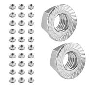 Flewdart 30pcs tuerca brida dentada M6 de 304 acero inoxidable, tuerca hexagonal para tornillos ø 5mm Din 6923 / Iso 4161, M5/M6/M8/M10/M12/M14 (M6 30pcs)