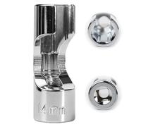 Flewdart llave de vaso sonda lambda 3/8 14mm, llave 3/8" 14 mm hexagonal SW14 para sonda lambda sondas de temperatura termostatos, CRV acero cromo vanadio (3/8 14mm)