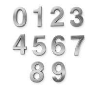 Flewdart Numeros Adhesivos 5Cm,Numeros Para Habitaciones De Hotel,Numeros Adhesivos Para Buzón 3d Placas De Matrícula Del 0 Al 9 Para Casas Pisos, Oficinas Y Buzones (Gris plateado, 50 mm,10 uds)