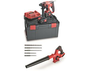 Flex Akku-Kombi-Bohrhammer Che 18.0-EC+2x Pila 5.0Ah + Soplador Bw 18.0-EC