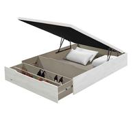 Flex Canapé Abatible Zapatero Blanco Veta Madera 25 Tapa Tapizada Tejido 3D Montaje Incluido… (150, 200)