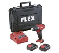 FLEX DD 2G 532274 - Taladro atornillador inalámbrico (12 V, 2 velocidades) con maletín de transporte, cargador rápido y 2 baterías
