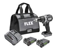 FLEX FX1251-2A - Kit de taladro de martillo de 2 velocidades inalámbrico sin escobillas de 1/2 pulgadas, 750 In-Lbs con (2) baterías de litio de 2,5 Ah y cargador rápido de 160 W