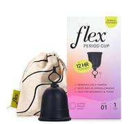 Flex Kit de iniciación de copa (ajuste delgado, tamaño 01) | Copa menstrual reutilizable + 2 discos menstruales gratis | lengüeta de tracción para una fácil extracción | Capacidad de 2 súper tampones