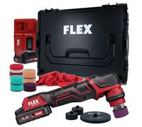 Flex Mini máquina pulidora PXE 80 10.8-EC/2,5 | Auto Profi Pulidora Set con cargador + 2 baterías + placa de 30 mm y 75 mm + accesorios | Trabajo excéntrico y rotativo