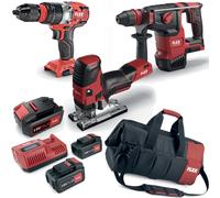 Flex Paquete Taladro sin Cables Calar Llave de Impacto 3x Pila + LG + Bolso